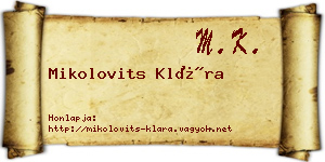 Mikolovits Klára névjegykártya